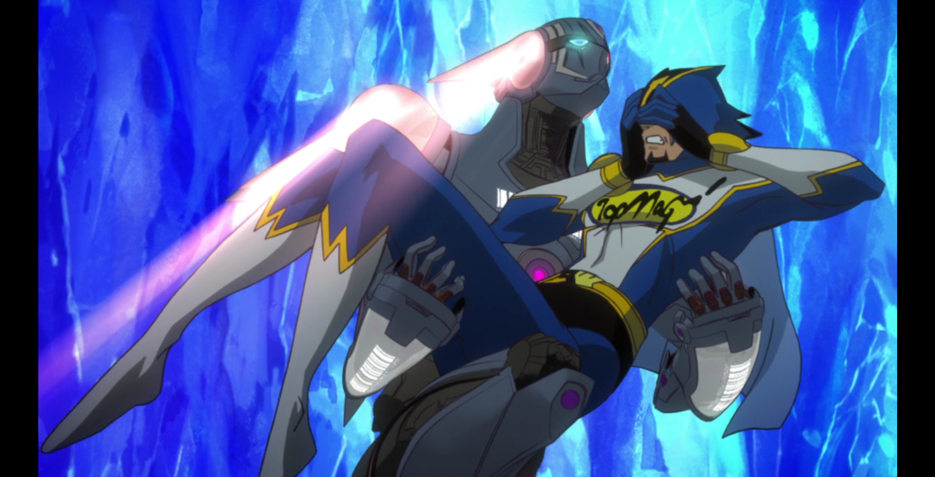Barnaby catching Kotetsu as he falls